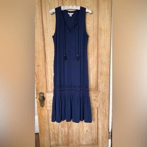 Tommy Bahama Marina Slub Knit Sleeveless Midi Dress in Dark Blue, size Medium